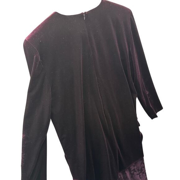 JBS LTD Vintage Purple Velvet Paisley Button Down Tunic Stretch Pant Suit Set 12 - Picture 5 of 8